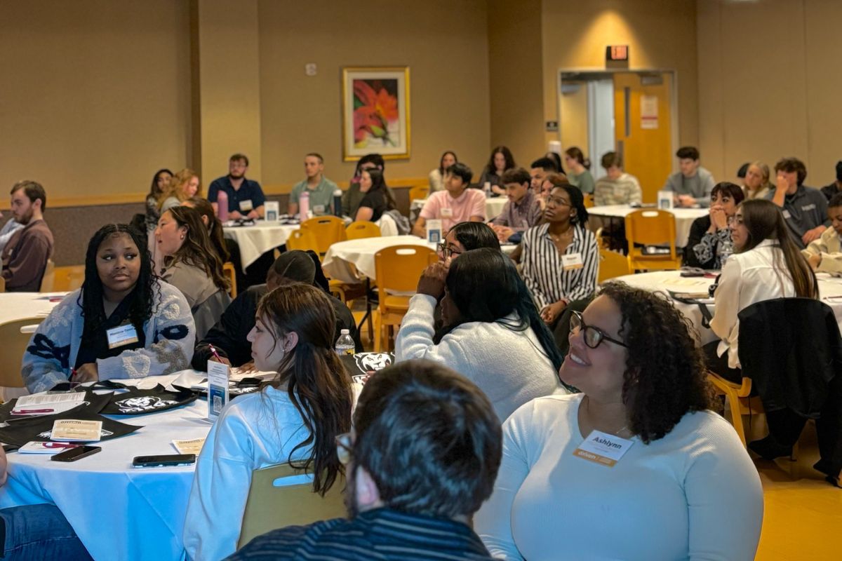 Student crowd at event.